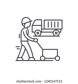 Production cycle line icon concept. Production cycle vector linear illustration, symbol, sign
