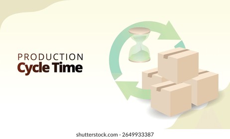 Concepto de tiempo de ciclo de producción. El tiempo necesario para completar un ciclo de producción o distribución. gestión de la cadena de suministro ilustración Ilustración vectorial