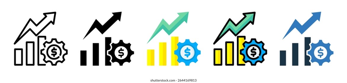 Ícone de eficiência de produção Ilustração de vetor de vários estilos