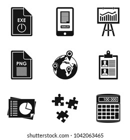 Production environment icons set. Simple set of 9 production environment vector icons for web isolated on white background