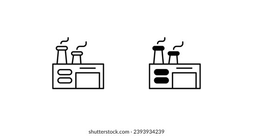 icono de fábrica de producción con ilustración de material vectorial de fondo blanco