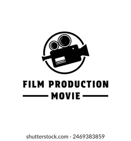 production film video camera logo design concept idea with label circle