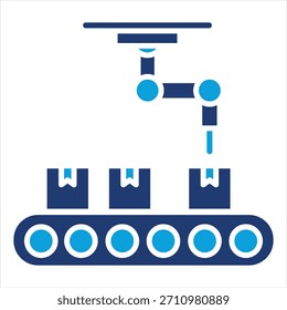 Estilo plano del icono azul de la producción