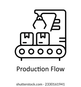 Production Flow Outline Icon Design illustration. Smart Industries Symbol on White background EPS 10 File