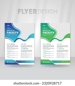 Die Produktion von Flyern, Plakaten und Broschüren aus dem Gesundheitswesen ist vorgesehen. eine stichprobenartige Krankenversicherung. Vorlagenformat für A4. Bildflyer für Druck und Vertrieb