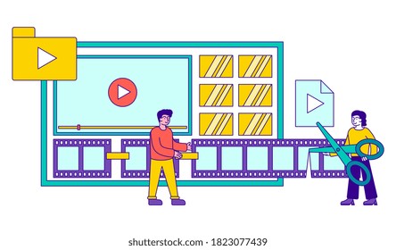 Production of high-quality video content abstract concept. Vector illustration