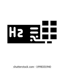 production hydrogen with solar panels glyph icon vector. production hydrogen with solar panels sign. isolated contour symbol black illustration
