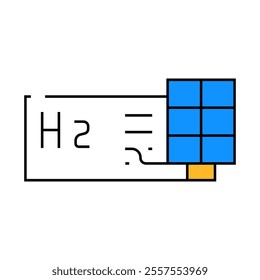 production hydrogen with solar panels line icon vector. production hydrogen with solar panels sign. isolated symbol illustration