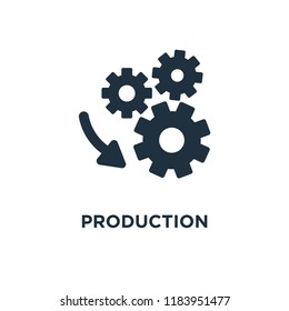 Production icon. Black filled vector illustration. Production symbol on white background. Can be used in web and mobile.