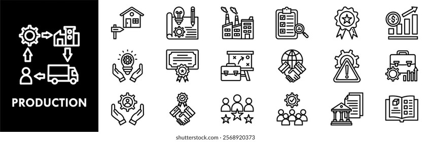 Production icon collection set. Containing design production, technology, industry, industrial