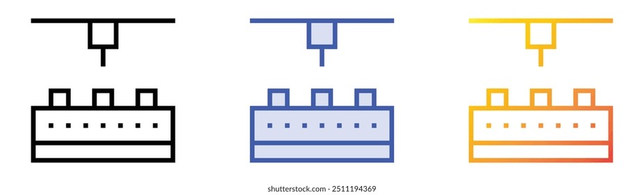 production icon. Linear, Blue Fill and Gradient Style Design Isolated On White Background