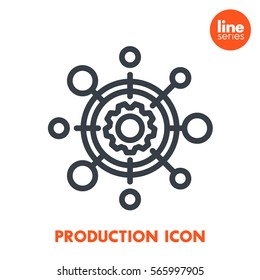 production icon, linear pictogram isolated on white