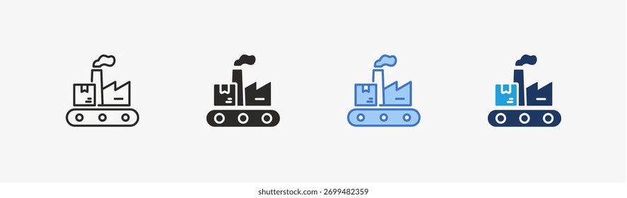 Icono de producción colección de estilo múltiple