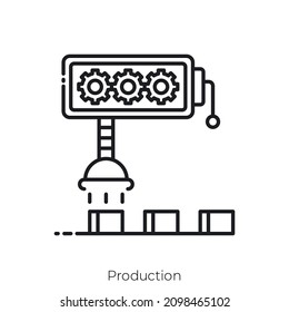 Production icon. Outline style icon design isolated on white background