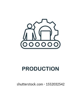 Production icon outline style. Thin line creative Production icon for logo, graphic design and more.