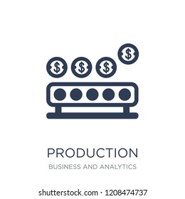 Production icon. Trendy flat vector Production icon on white background from Business and analytics collection, vector illustration can be use for web and mobile, eps10