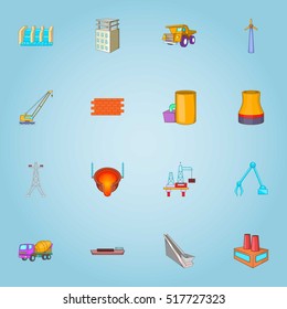 Production icons set. Cartoon illustration of 16 production vector icons for web