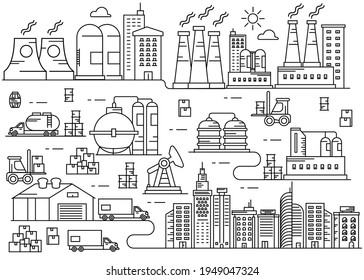 Production Industry City thin line Art vector