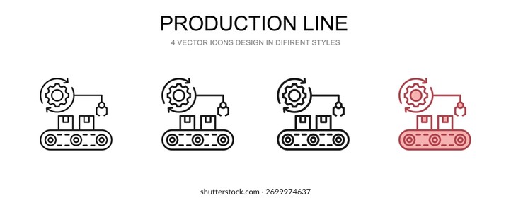 Línea de producción en 4 estilos diferentes Ilustración vectorial