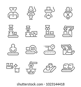 Production line and food processing icon.