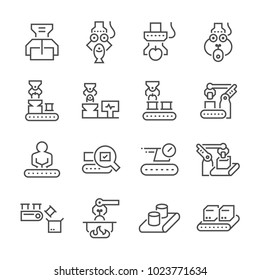 Production line and food processing icon.