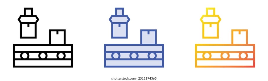 production line icon. Linear, Blue Fill and Gradient Style Design Isolated On White Background