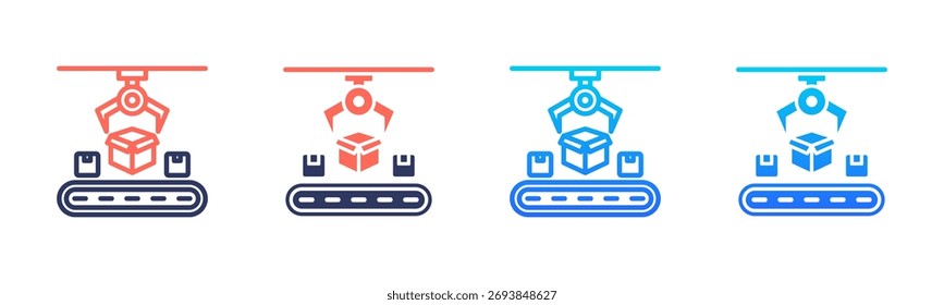Paquete de iconos de línea de producción en varios estilos