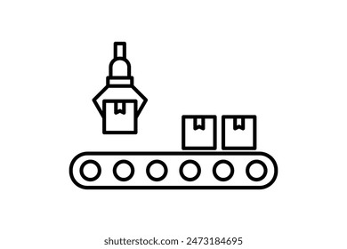 Production line icon. icon related to supply chain. suitable for web site, app, user interfaces, printable etc. line icon style. simple vector design editable