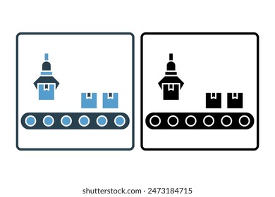 Production line icon. icon related to supply chain. suitable for web site, app, user interfaces, printable etc. solid icon style. simple vector design editable