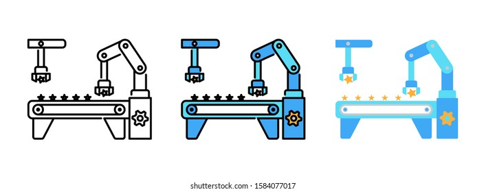production line icon set isolated on white background for web design