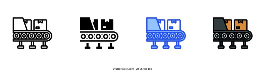 Production Line Icon Set With Multiple Style Collection