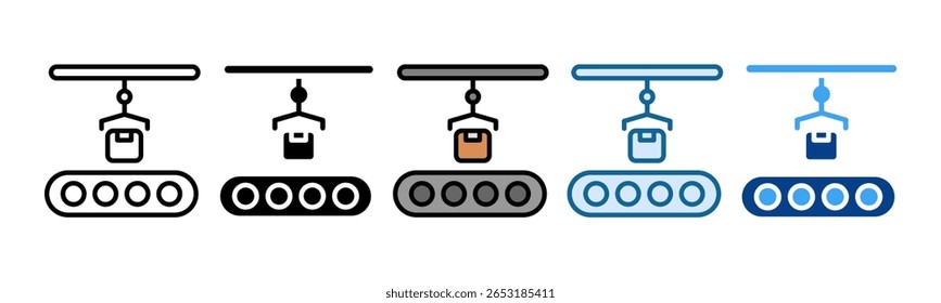 Línea de producción Icon Set Colección de estilo múltiple