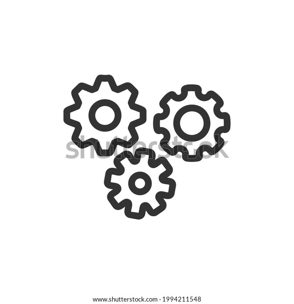 Production line icon.\
Web symbol for web and apps. Sign design in outline style.\
Production stroke\
object.