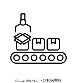 Icono de línea de producción con fondo blanco Vector ilustración de stock