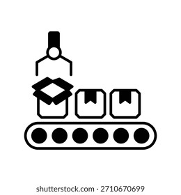 Icono de línea de producción con fondo blanco Vector ilustración de stock