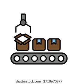 Icono de línea de producción con fondo blanco Vector ilustración de stock