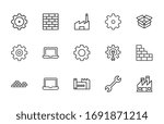 production line icons set. Stroke vector elements for trendy design. Simple pictograms for mobile concept and web apps. Vector line icons isolated on a white background. 