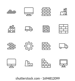 production line icons set. Stroke vector elements for trendy design. Simple pictograms for mobile concept and web apps. Vector line icons isolated on a white background. 