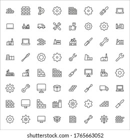 production line icons set. Stroke vector elements for trendy design. Simple pictograms for mobile concept and web apps. Vector line icons isolated on a white background. 