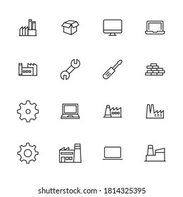 Production line icons set. Stroke vector elements for trendy design. Simple pictograms for mobile concept and web apps. Vector line icons isolated on a white background.