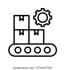 Línea de producción Ilustración vectorial de iconos de contorno