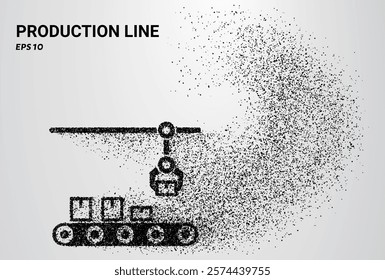 Production Line of particles. Production Line consists of small circles. Vector illustration.