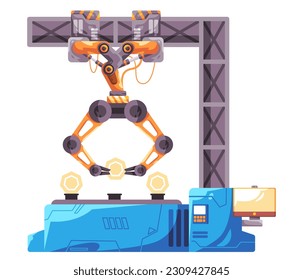 production machine robotic arm mechanical articulated hand robot automatic machinery factory line illustration