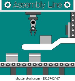 Production machinery. Assembly line poster - Vector illustration