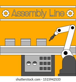 Production machinery. Assembly line poster - Vector illustration