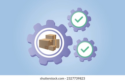 Production Management.on blue background.Vector Design Illustration.