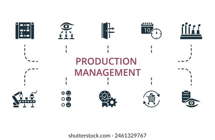 Production management set. Creative icons. Editable elements.