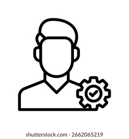 Icono de esquema de Vector del gerente de producción. Archivo EPS 10