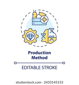 Production method multi color concept icon. National industry growth. Gdp calculating. Round shape line illustration. Abstract idea. Graphic design. Easy to use in brochure, booklet