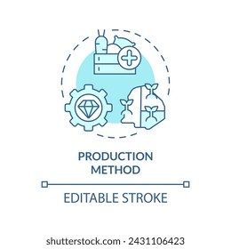 Production method soft blue concept icon. National industry growth. Macro economics, gdp calculating. Round shape line illustration. Abstract idea. Graphic design. Easy to use in brochure, booklet